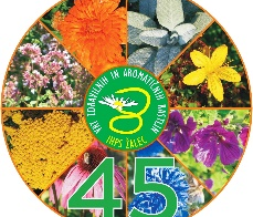 Logotip 45.-te obletnice vrta zdravilnih in aromatičnih rastlin.