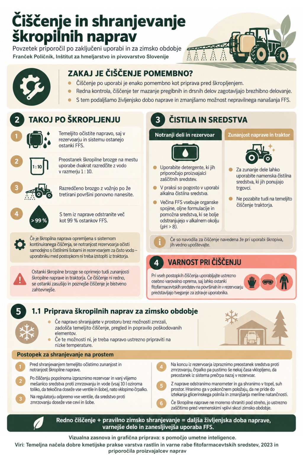 Infografika o čiščenju naprav za nanašanje FFS. Vsebina infografice v celoti navedena v spremljajočih dokumentih.